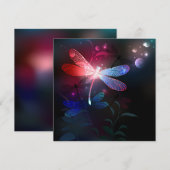 Gloeiende rode libellen save the date (Voorkant / Achterkant)