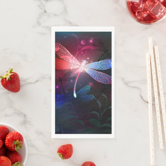 Gloeiende rode libellen servet (Insitu)