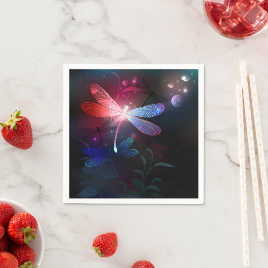 Gloeiende rode libellen servet (Insitu)