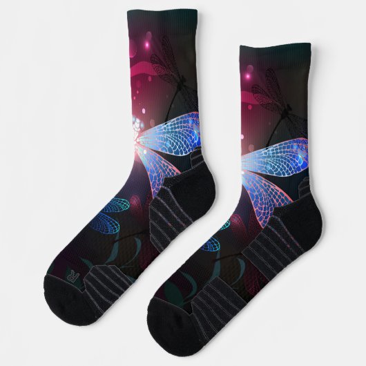 Gloeiende rode libellen sokken (Links)