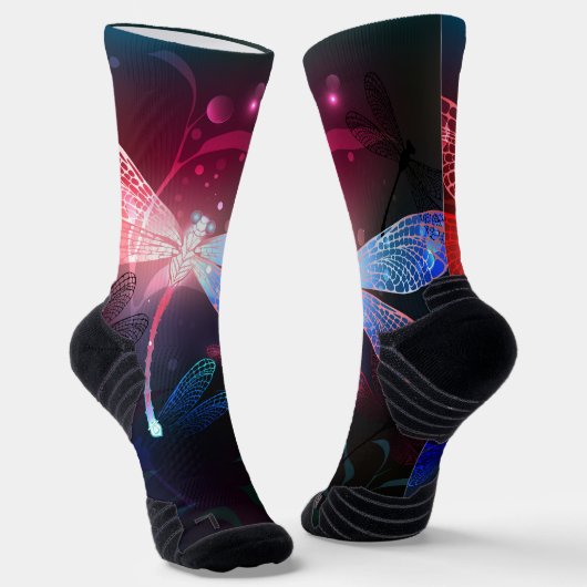 Gloeiende rode libellen sokken (Gebogen)