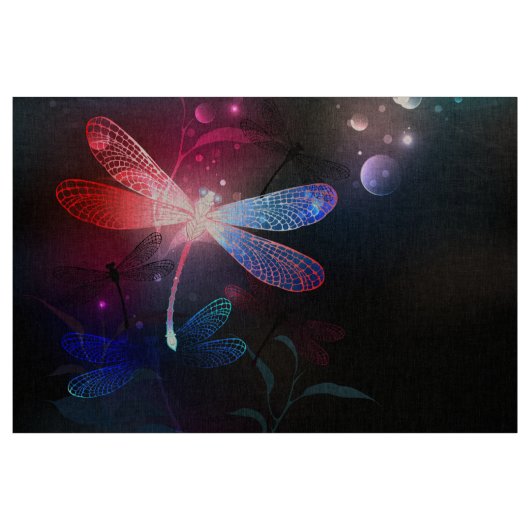 Gloeiende rode libellen stof (Yard (91,4 cm))