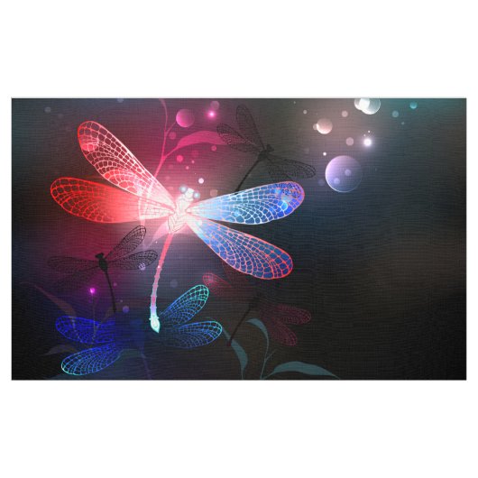 Gloeiende rode libellen stof (Yard (91,4 cm))