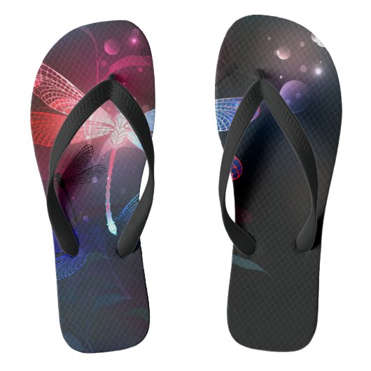 Gloeiende rode libellen teenslippers (Voetbed)