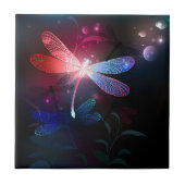 Gloeiende rode libellen tegeltje (Voorkant)
