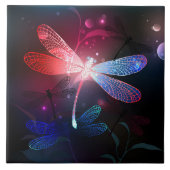 Gloeiende rode libellen tegeltje (Voorkant)