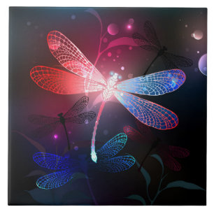 Gloeiende rode libellen tegeltje