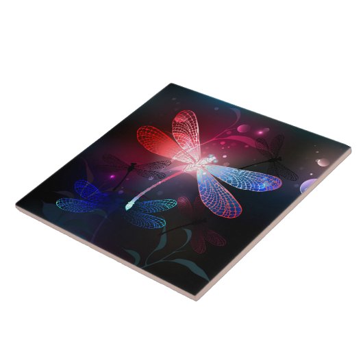 Gloeiende rode libellen tegeltje (Zijkant)