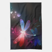 Gloeiende rode libellen theedoek (Verticaal)