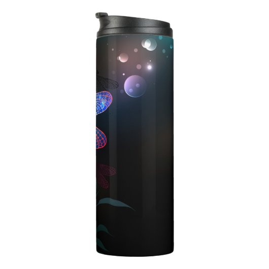 Gloeiende rode libellen thermosbeker (Geroteerd rechts)