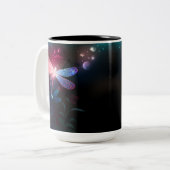 Gloeiende rode libellen tweekleurige koffiemok (Voorkant links)