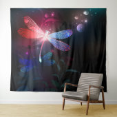 Gloeiende rode libellen wandkleed (In Situ (horizontaal))