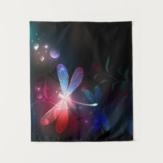 Gloeiende rode libellen wandkleed (Voorkant)