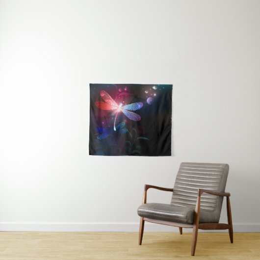 Gloeiende rode libellen wandkleed (In Situ (horizontaal))