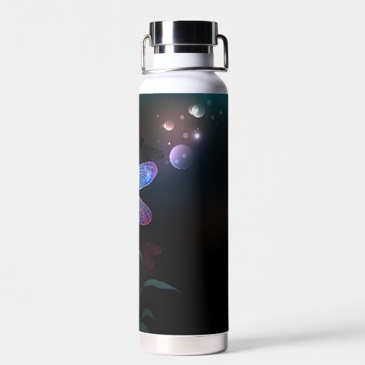 Gloeiende rode libellen waterfles (Achterkant)