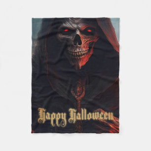Gloeiende Rode Ogen Reaper Halloween Kunst Fleece Deken