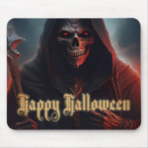 Gloeiende Rode Ogen Reaper Halloween Kunst Muismat
