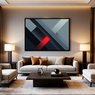 Gloeiende Rood Abstracte Geometrische Kunst van Be Canvas Afdruk