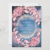 Gloeiende roze bloemen en sprankelingen slaan de d kaart (Voorkant)