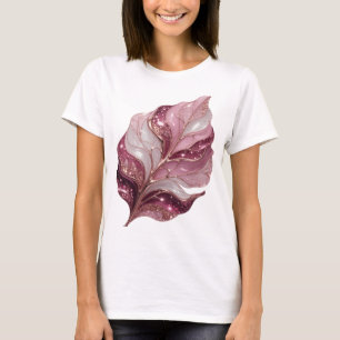 GLOEIENDE ROZE EN WITTE BLAADJE MET GLITTERENDE ST T-SHIRT