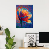 Gloeiende Roze Pointillisme Bloem Kunst Poster (Thuiskantoor)