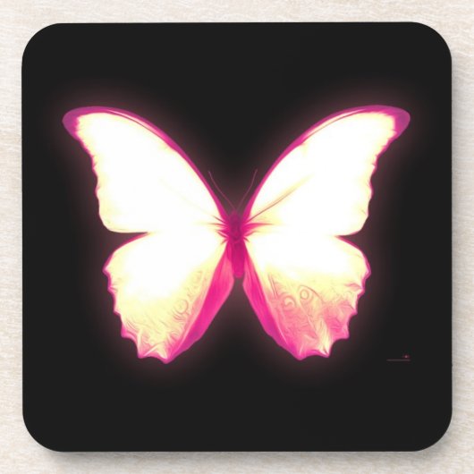 Gloeiende Roze Vlinder Onderzetters (Voorkant)