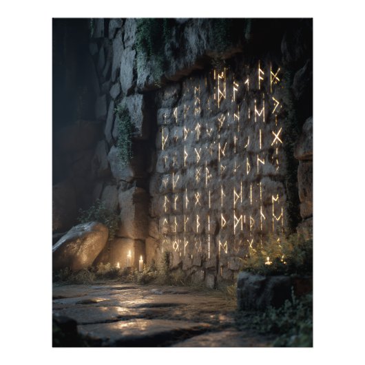 Gloeiende Runic Grotwand Foto Afdruk (Voorkant)