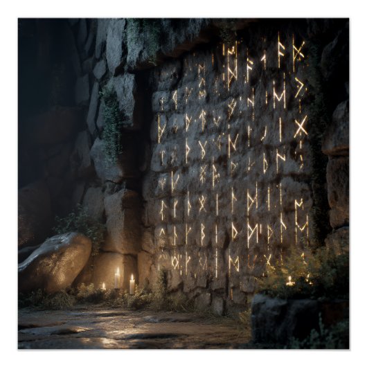 Gloeiende Runic Grotwand Perfect Poster (Voorkant)