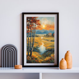 Gloeiende sintels over het Alpenmeer Poster