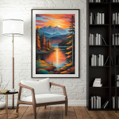 Gloeiende sintels over het Alpenmeer Poster
