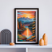 Gloeiende sintels over het Alpenmeer Poster