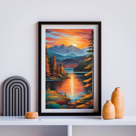 Gloeiende sintels over het Alpenmeer Poster