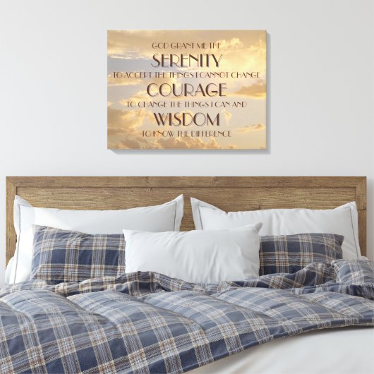 Gloeiende Sky Serenity Prayer Wrapped Canvas Print (Insitu (Slaapkamer))