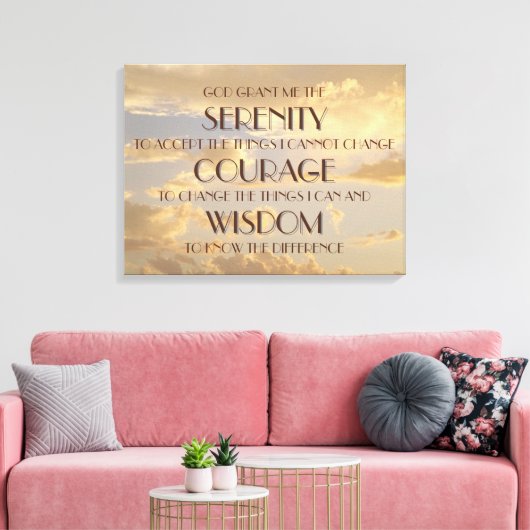 Gloeiende Sky Serenity Prayer Wrapped Canvas Print (Insitu (Woonkamer))