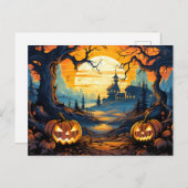 Gloeiende snode gelukkige Halloween pompoenen Briefkaart (Voorkant / Achterkant)