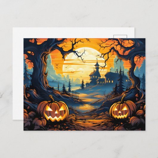 Gloeiende snode gelukkige Halloween pompoenen Briefkaart (Voorkant / Achterkant)