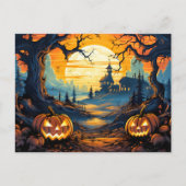 Gloeiende snode gelukkige Halloween pompoenen Briefkaart (Voorkant)