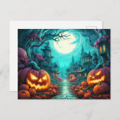 Gloeiende snode gelukkige Halloween pompoenen Briefkaart (Voorkant / Achterkant)
