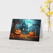 Gloeiende snode pompoenen onder een volle maan kaart (Gele Bloem)