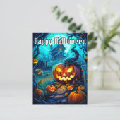 Gloeiende snoezige Halloween pompoen Briefkaart (Staand voorkant)