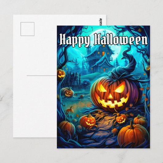 Gloeiende snoezige Halloween pompoen Briefkaart (Voorkant / Achterkant)