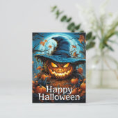 Gloeiende snoezige Halloween pompoen Briefkaart (Staand voorkant)