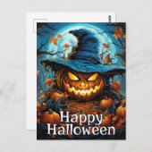 Gloeiende snoezige Halloween pompoen Briefkaart (Voorkant / Achterkant)