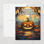 Gloeiende snoezige Halloween pompoen Briefkaart (Voorkant / Achterkant)