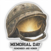 Gloeiende Soldaat Helm Memorial Day Huldebetoon Sticker (Voorkant)