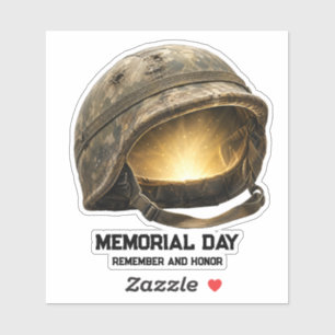 Gloeiende Soldaat Helm Memorial Day Huldebetoon Sticker
