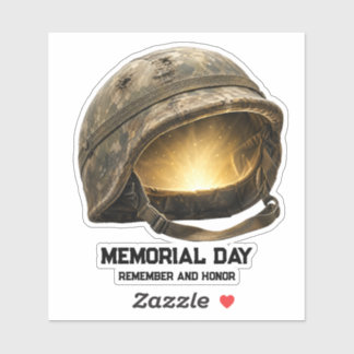 Gloeiende Soldaat Helm Memorial Day Huldebetoon Sticker