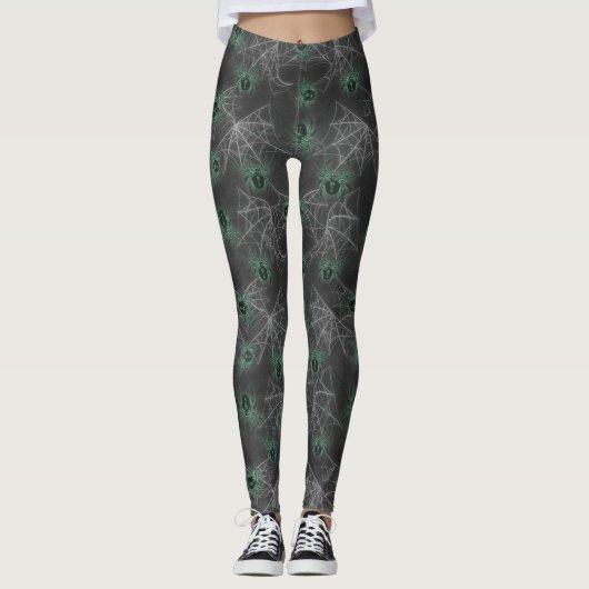 Gloeiende Spinnen gifgroen - griezelige koele Legg Leggings (Voorkant)