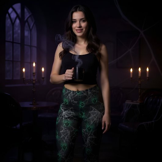Gloeiende Spinnen gifgroen - griezelige koele Legg Leggings