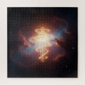 Gloeiende Spirituele Entiteit Drijvend in het Univ Legpuzzel (Verticaal)